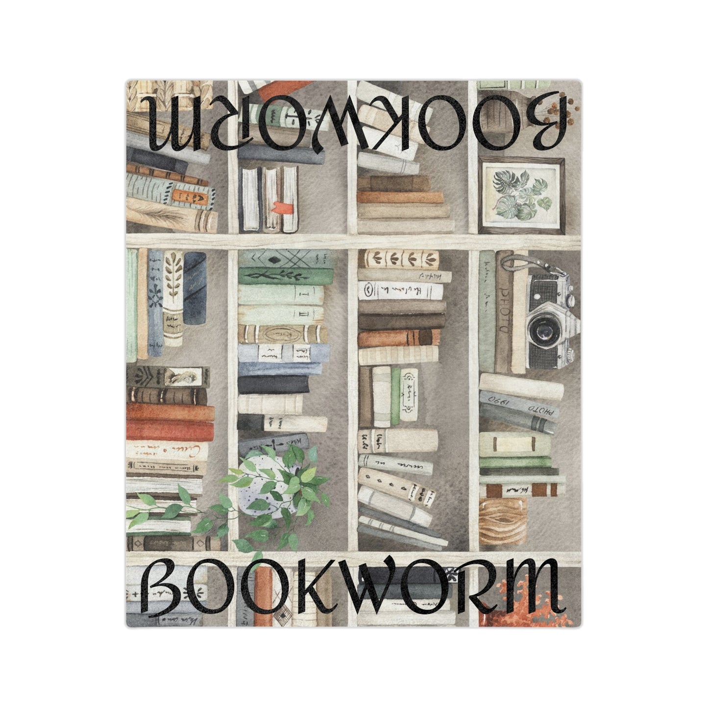 velveteen soft comfy bookworm blanket - gift for bookworms