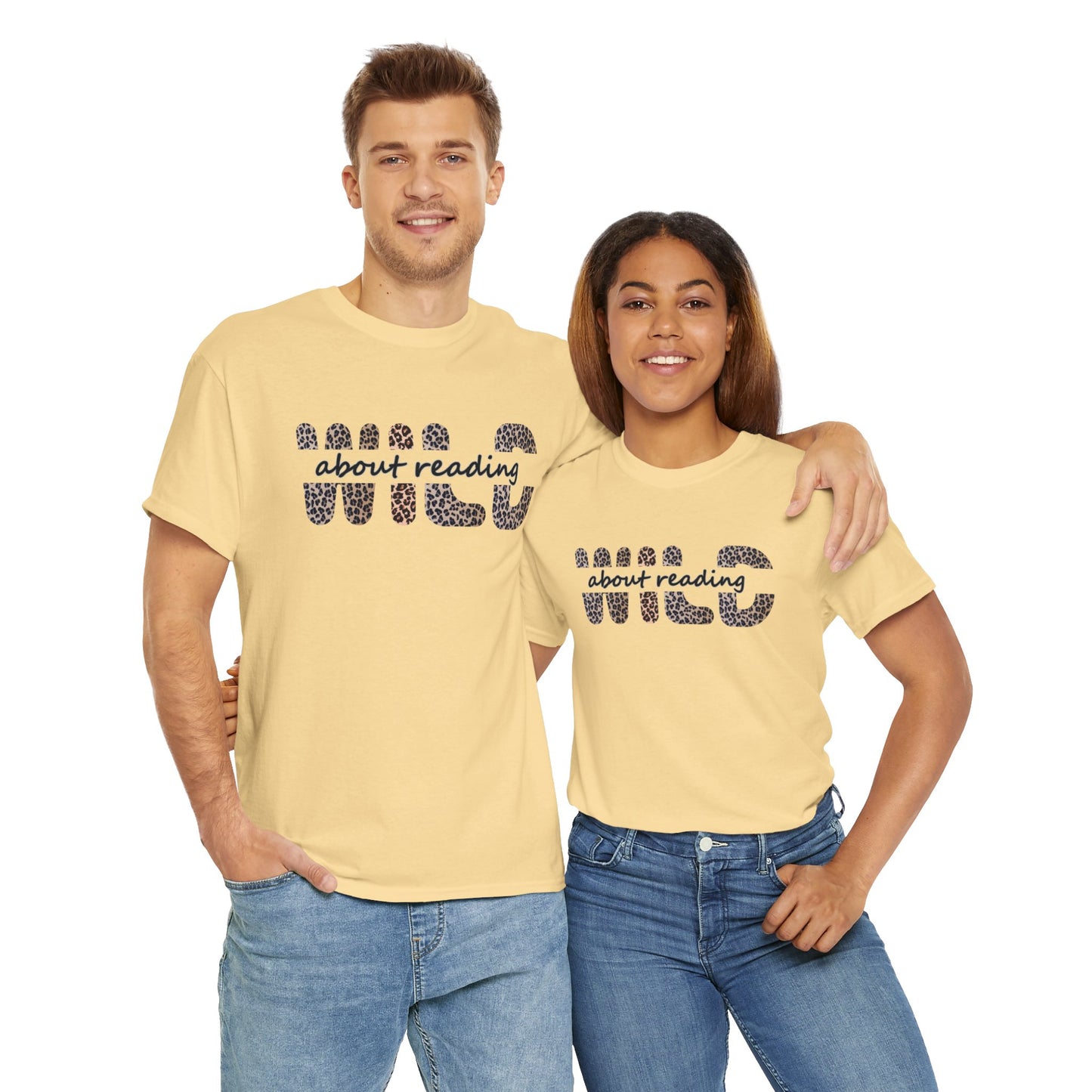 couple-wearing-wild-about-reading-tshirt-yellow